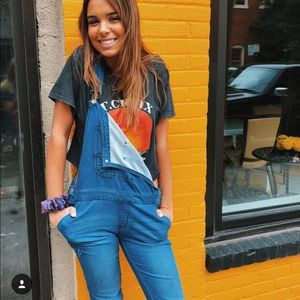 Blue & black denim overalls